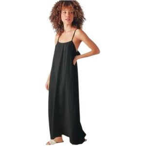 Sol Angeles NWT Gauzy Maxi Dress Size L/XL Black Relaxed Fit Cotton Breathable